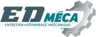 Logo ED.MECA avec engrenage et mention Entretien, dépannage, mécanique.