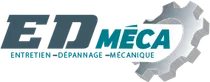 Logo ED.MECA avec engrenage et mention Entretien, dépannage, mécanique.